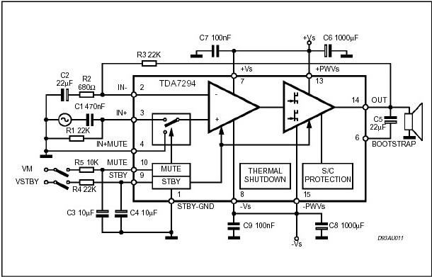 Схема включения TDA7294